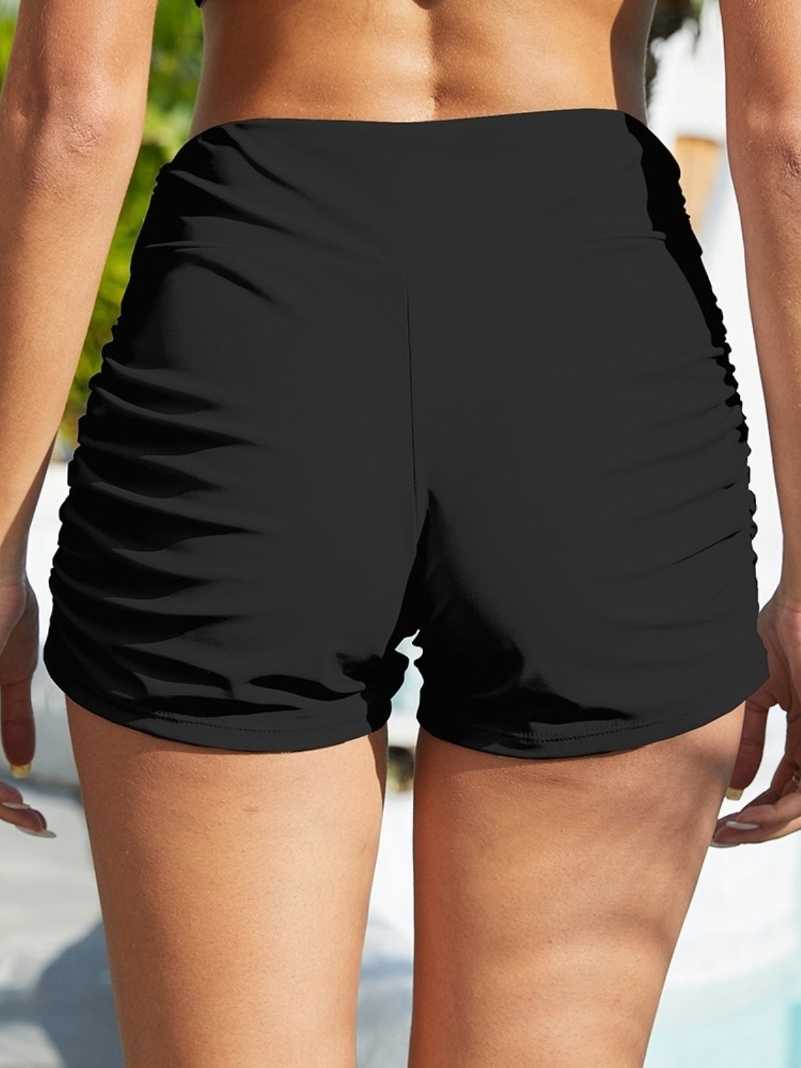 Maxct &Ruched Mid-Rise Waist Swim Shorts