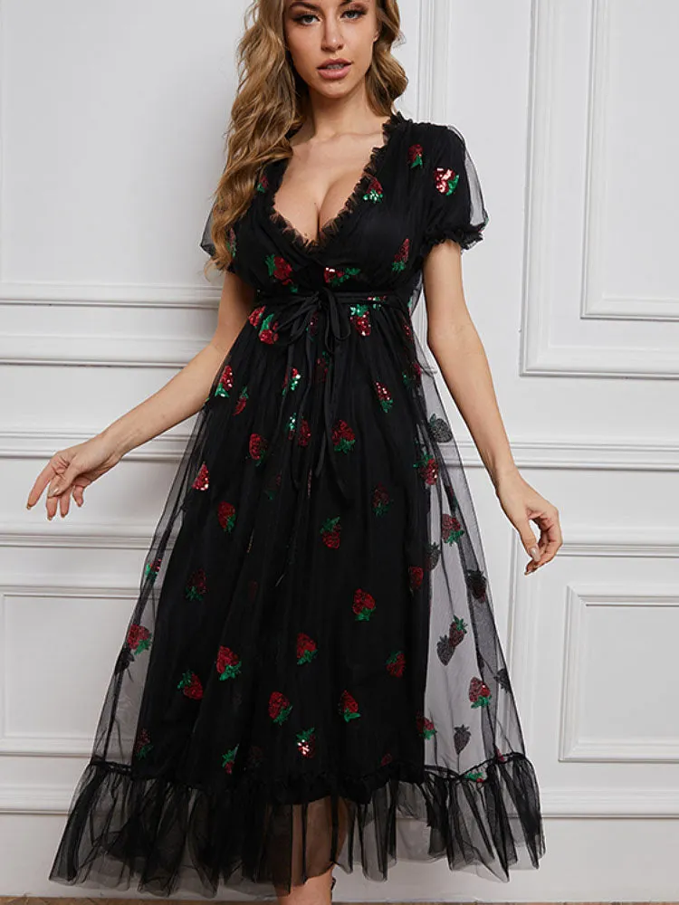 Strawberry Sequin Sweet Dress Maxct