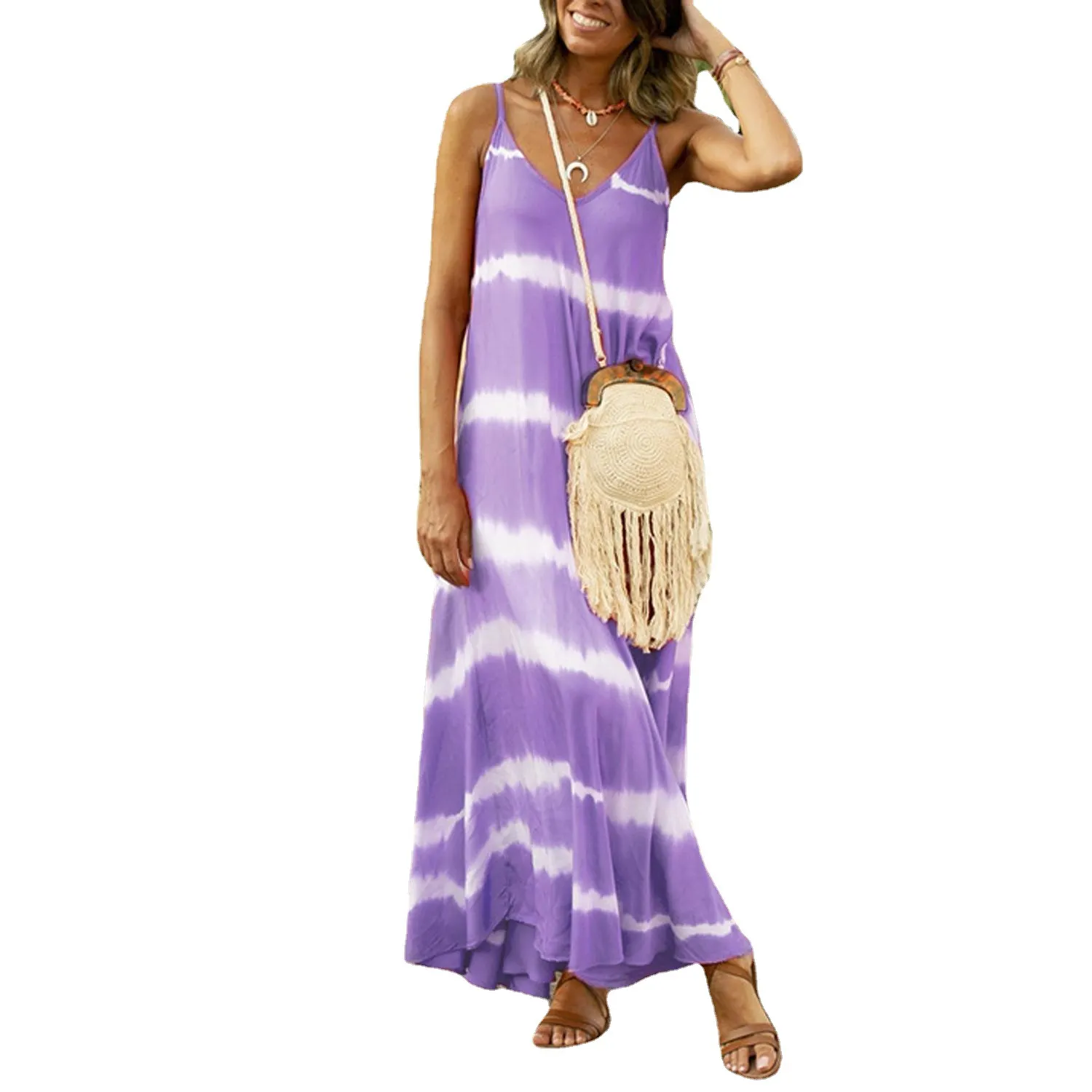 Maxct Maxct Slip Dress Wish New Print Striped Plus Dress Loose Women's Dress