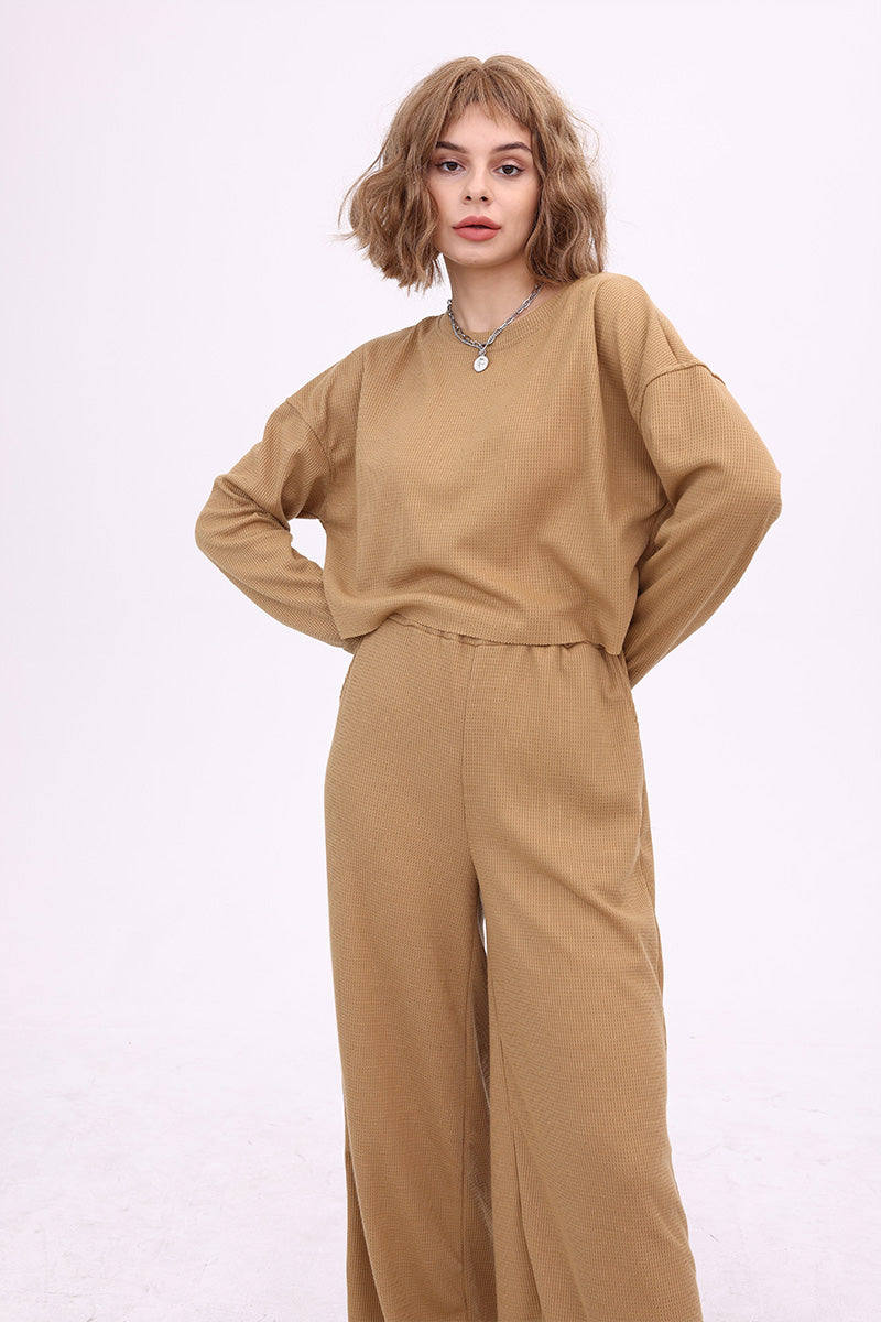 Maxct Waffle Solid Pullover Top & Knit Wide Pants - Image 5