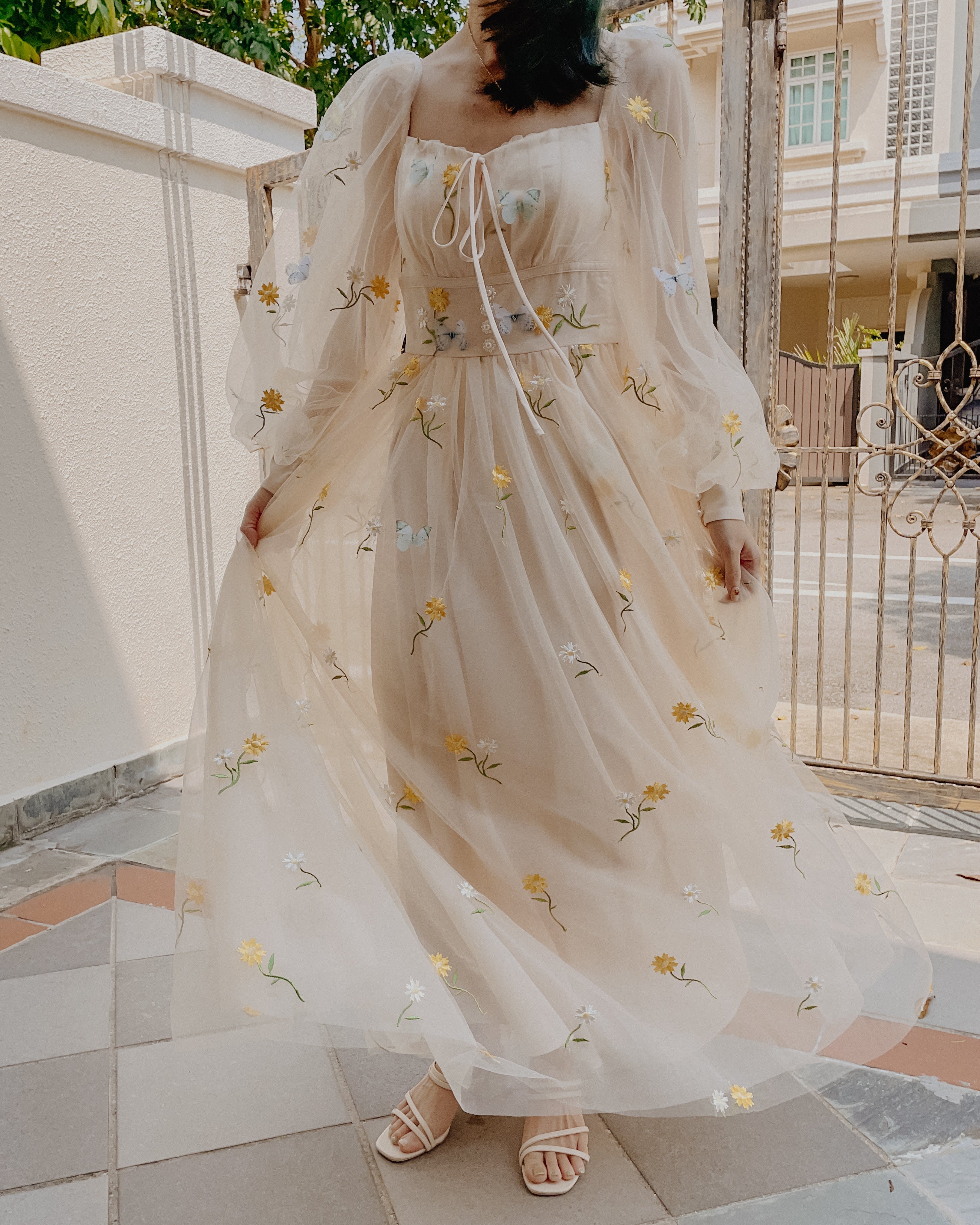 Butterfly Garden Tulle Maxi Dress Maxct