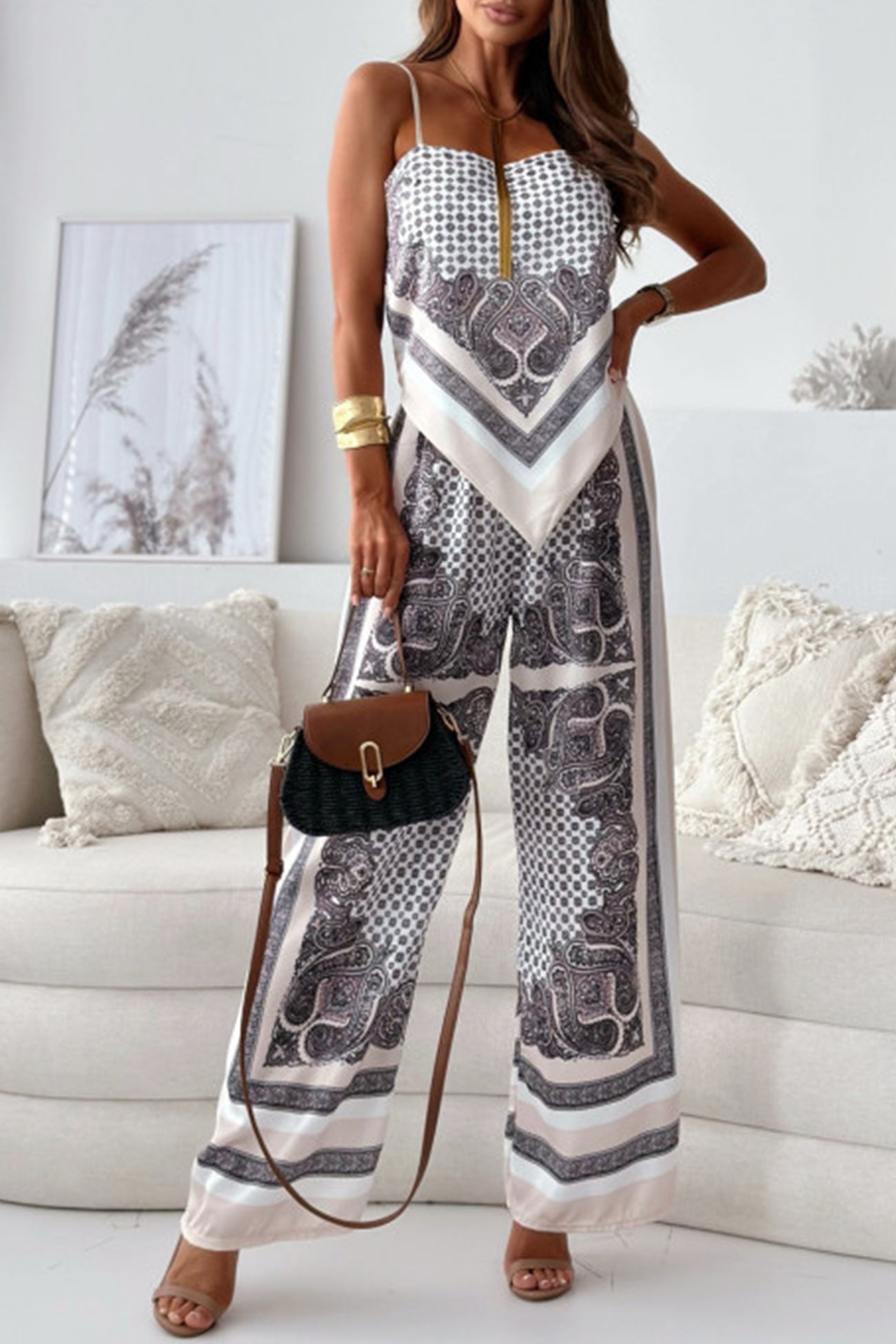 Maxct Printed Tie-back Cami Long Pants Set