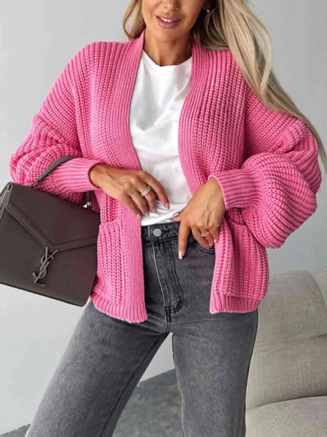Maxct &Open Front Dropped Shoulder Cardigan