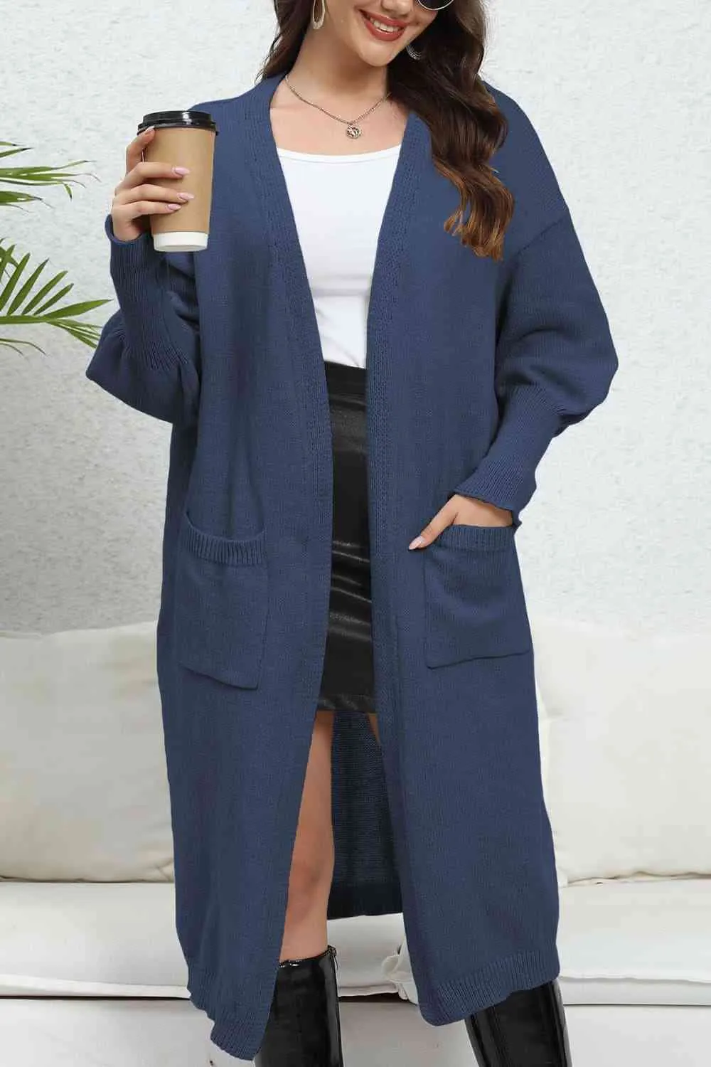 Maxct &Open Front Dropped Shoulder Cardigan