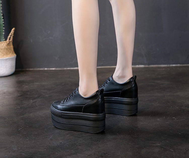 12cm Leather Vulcanized Shoes for Women - true-deals-club