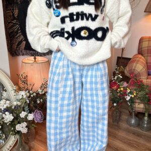 c2 Blue Checkered Thick Pants Maxct