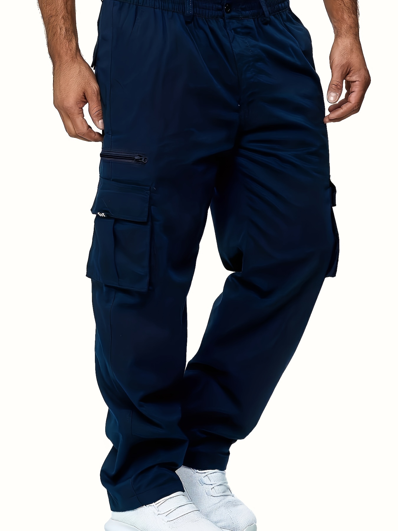 Men's Cargo Pants Casual Loose Fit Straight Leg Pants With Flap Pockets