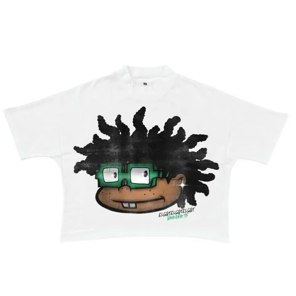 Maxct Anime Harajuku Cartoon Print T-shirt Women Y2k style top Street clothing Oversized T-shirt Goth T-shirt vintage women clothing