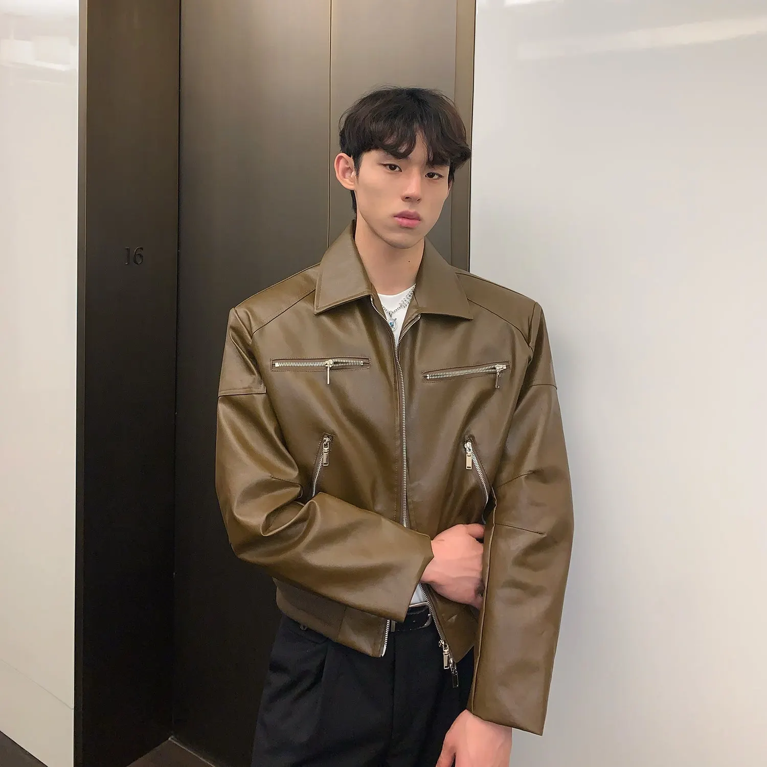 Maxct Zipper Short Leather Jacket