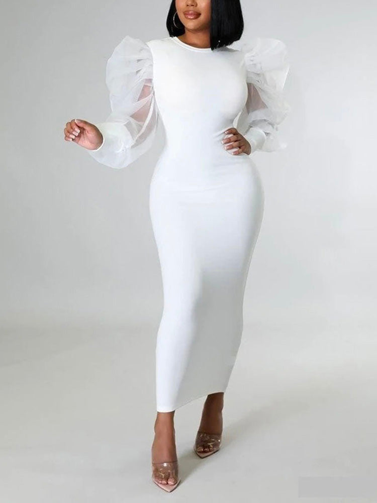 Puff Sleeve Maxi Dresses Maxct