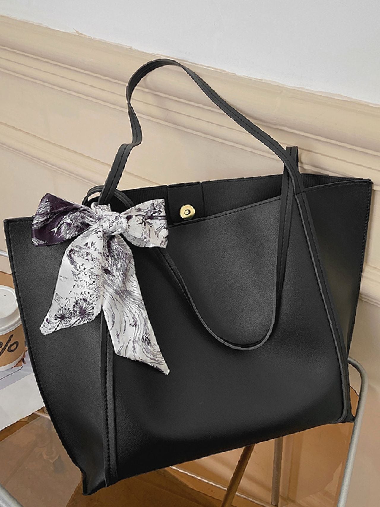 Maxct - Twilly Scarf Decor Shoulder Tote Bag  - Women Tote Bags