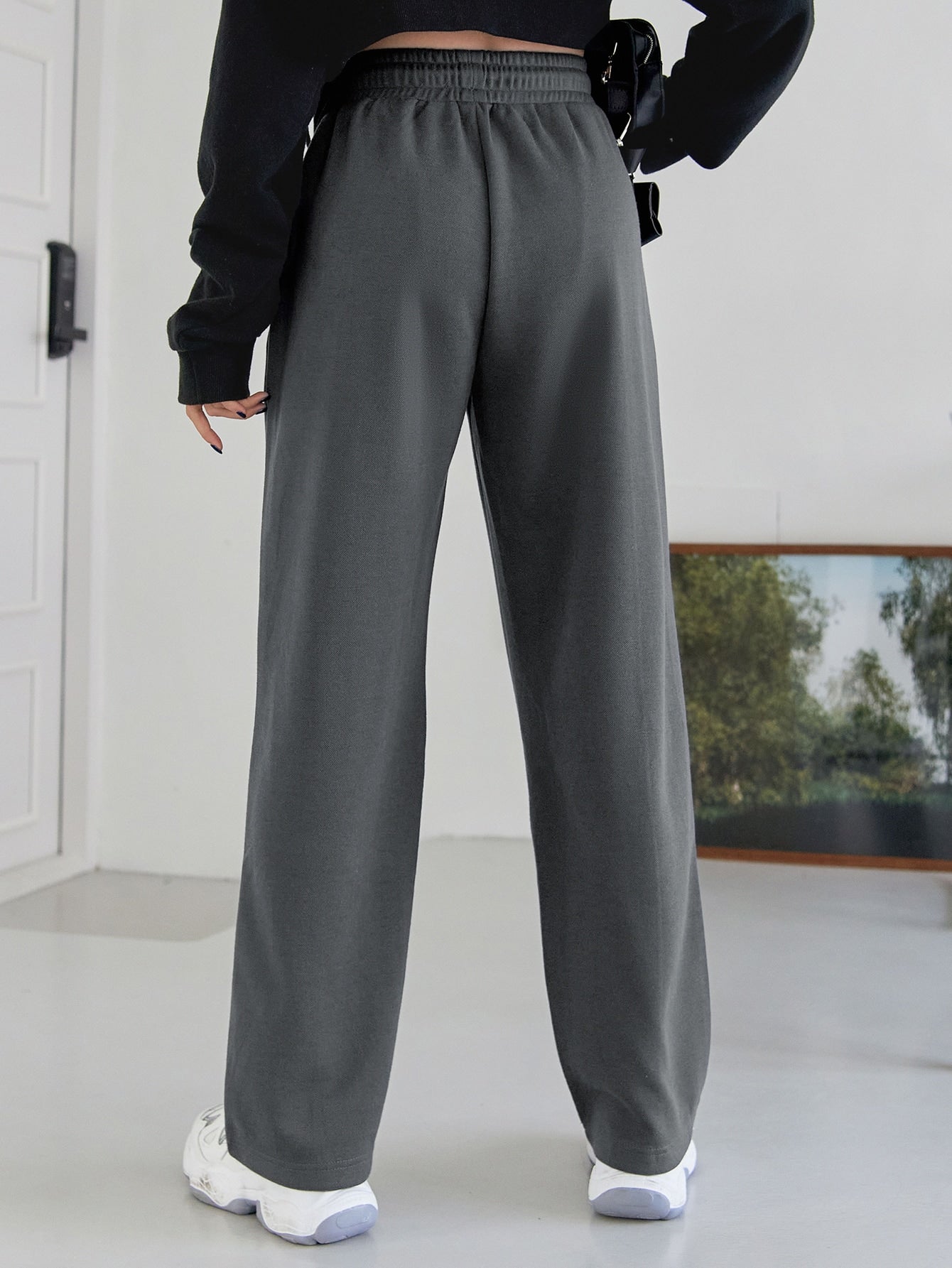 Maxct Seam Detail Drawstring Waist Slant Pockets Sweatpants
