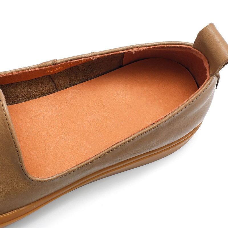 Vegetable Tanned Loafers Pointed Toe Flats Maxct