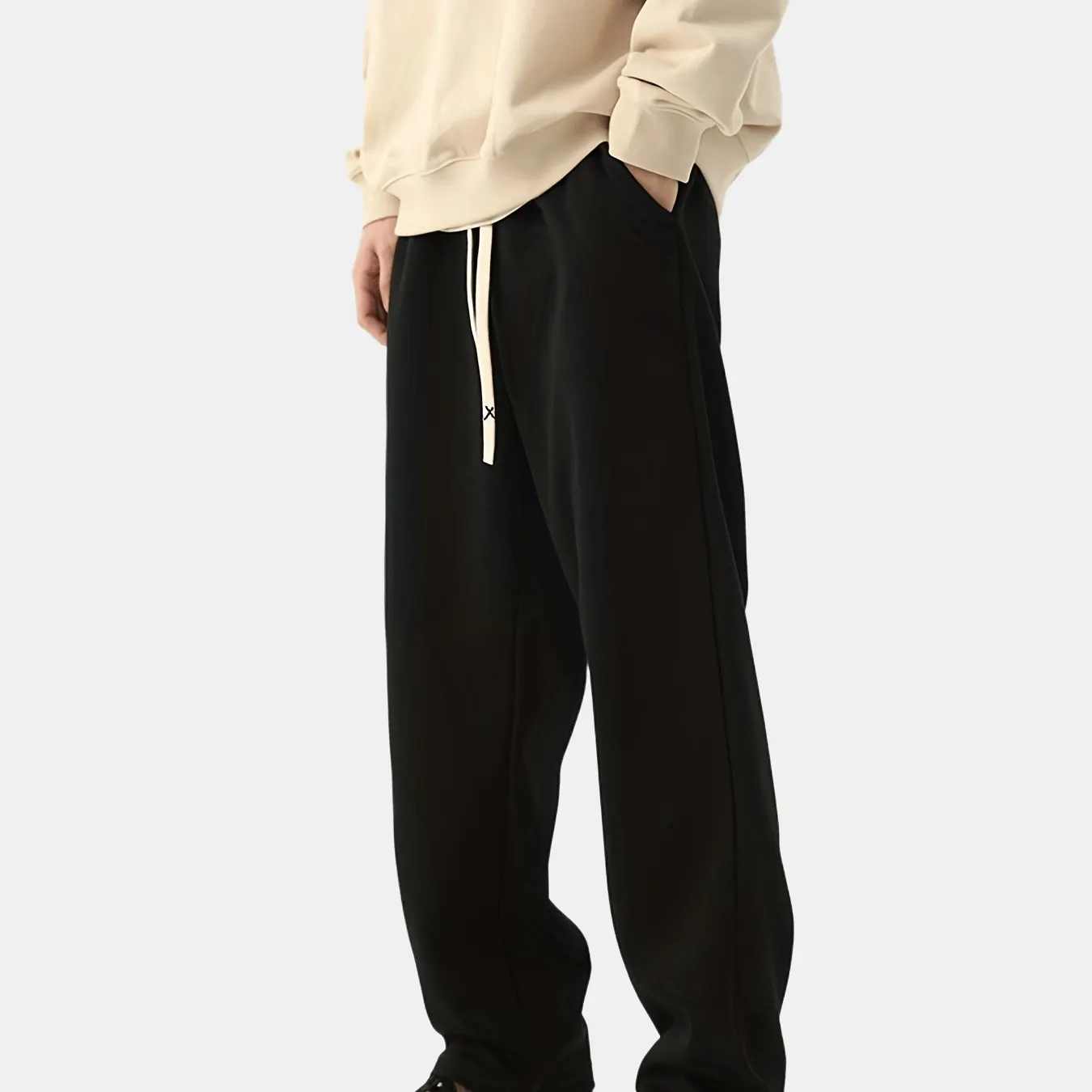 Maxct  Classic Design Solid Color Drawstring Sweatpants Men's Casual Slightly Stretch Pants For Spring Summer
