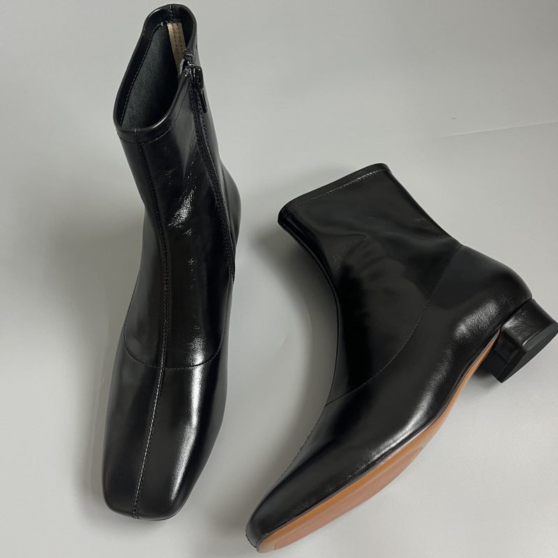 Squared Toe Sock Boots Yellow/Beige/Black/Coffee Maxct