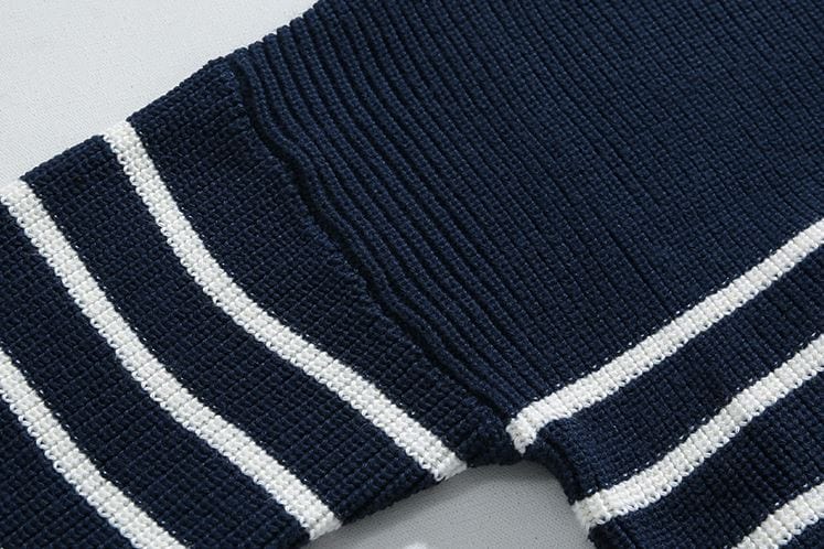 Maxct 5543 Knitted Half Zip-Up Stripe Sweater