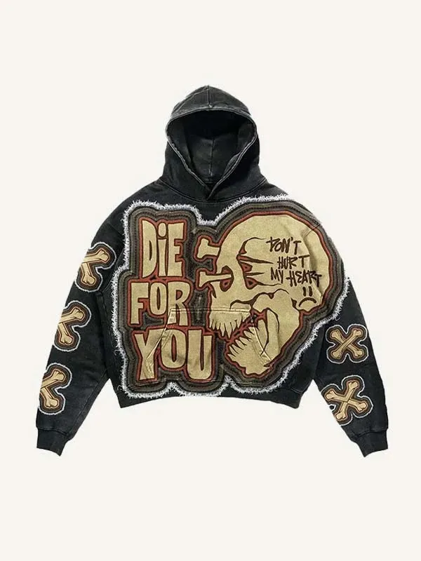 Maxct 2024 New Color Matching Skull Print Pocket 3D Sweater Hoodie Sweatshirt Cos Clothing