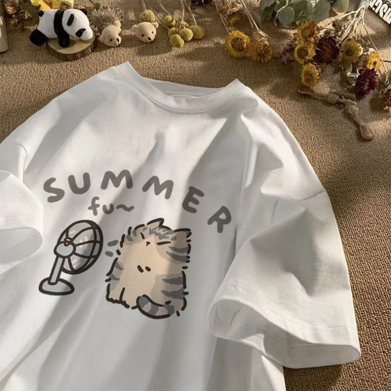 Maxct Aesthetic Kitten Print Oversized T-shirt