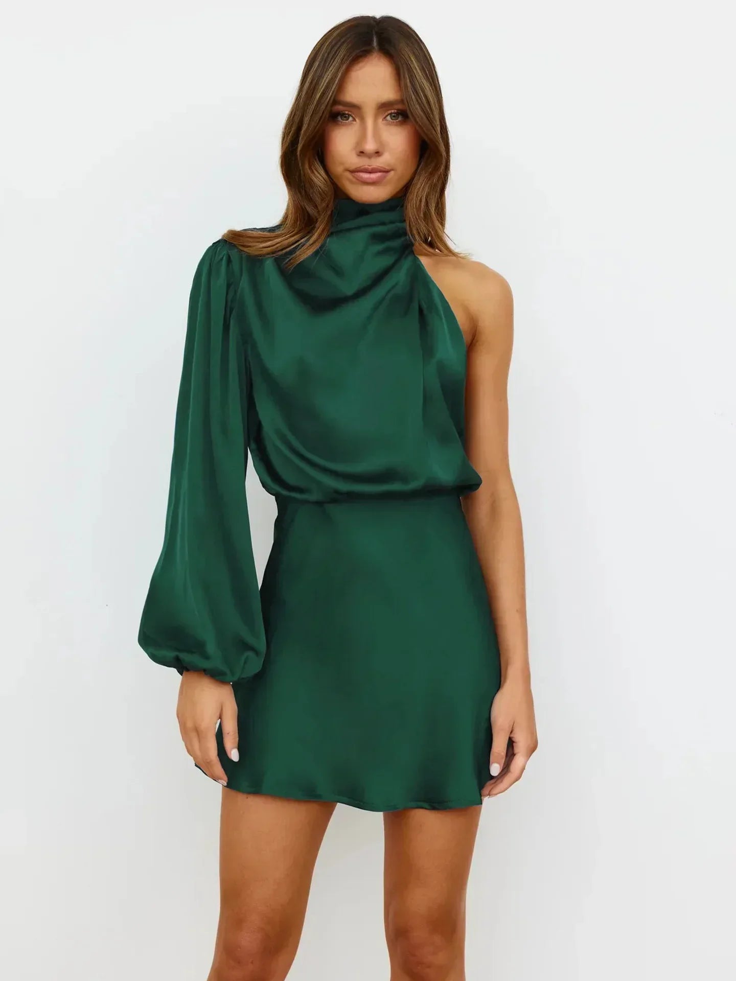 Maxct- Evening Dress Fashion New Style Satin Drop Toast Dress One Shoulder Off Shoulder Elegant Women's Bridesmaid Dress