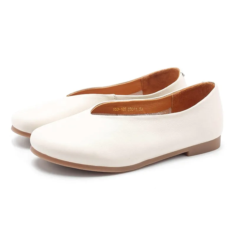 Handmade Genuine Slip Ons Breathable Flats Loafers Black/Beige/Apricot/Brown Maxct