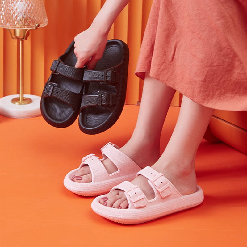 Two Strap Cloud Slippers Pillow Sandals for Women Maxct