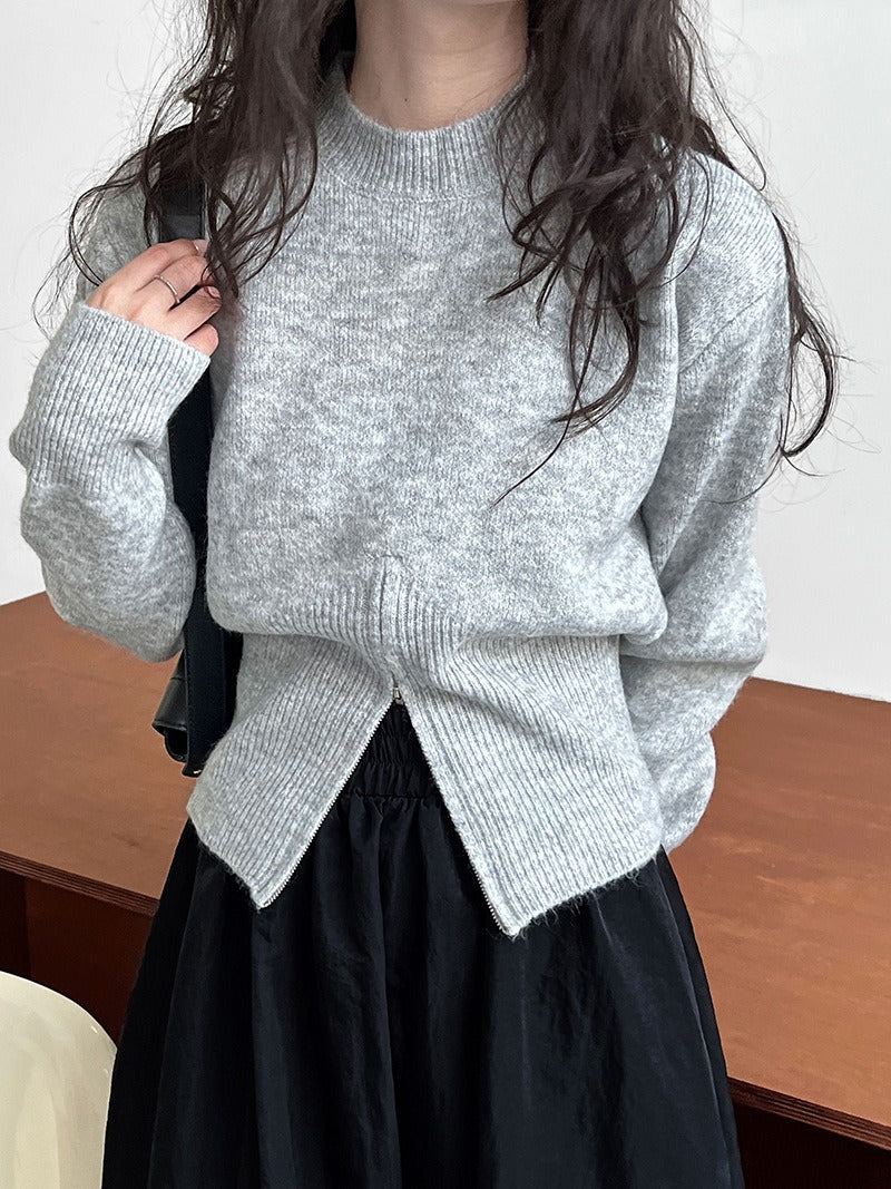 Maxct Short Zipper Pullover Sweater