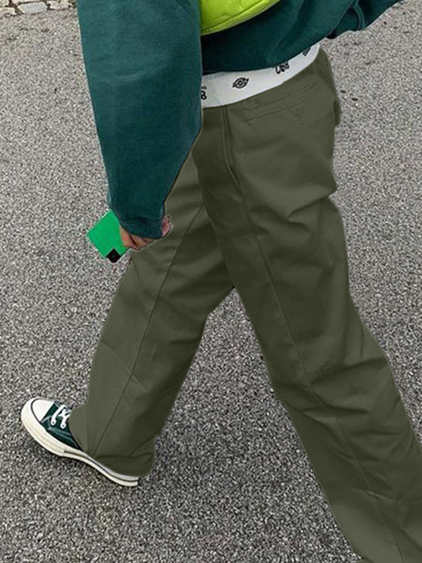 Patchwork Waist Straight Leg Pants Maxct