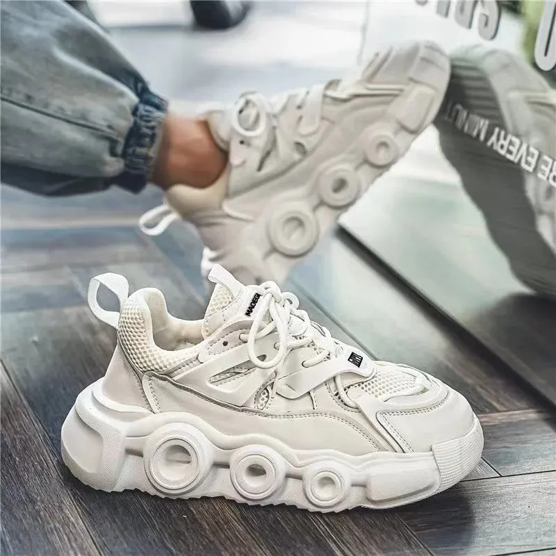 Microfiber Leather Upper Increased Platform Stylish Sneakers Maxct