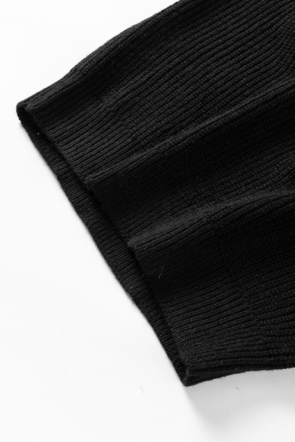 Maxct &Solid Color Notched Long Sleeve Sweater
