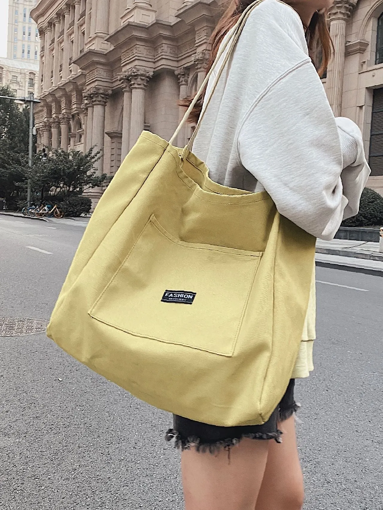 Maxct - Letter Patch Shoulder Tote Bag  - Women Tote Bags