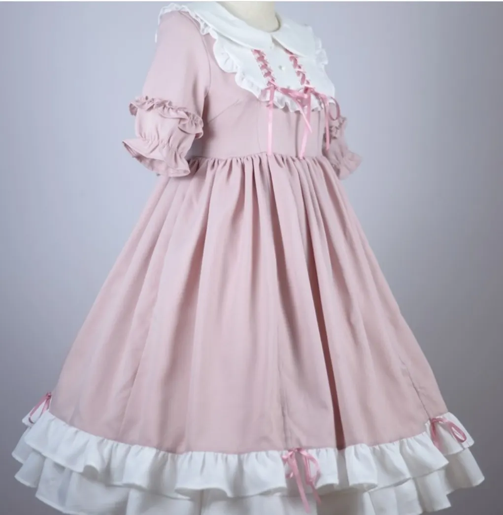 Maxct Japanese Kawaii Sweet Lolita Dresses Peter Pan Collar Ruffles Vestido Mujer Bowknot Patchwork Princess Party Femme Robe