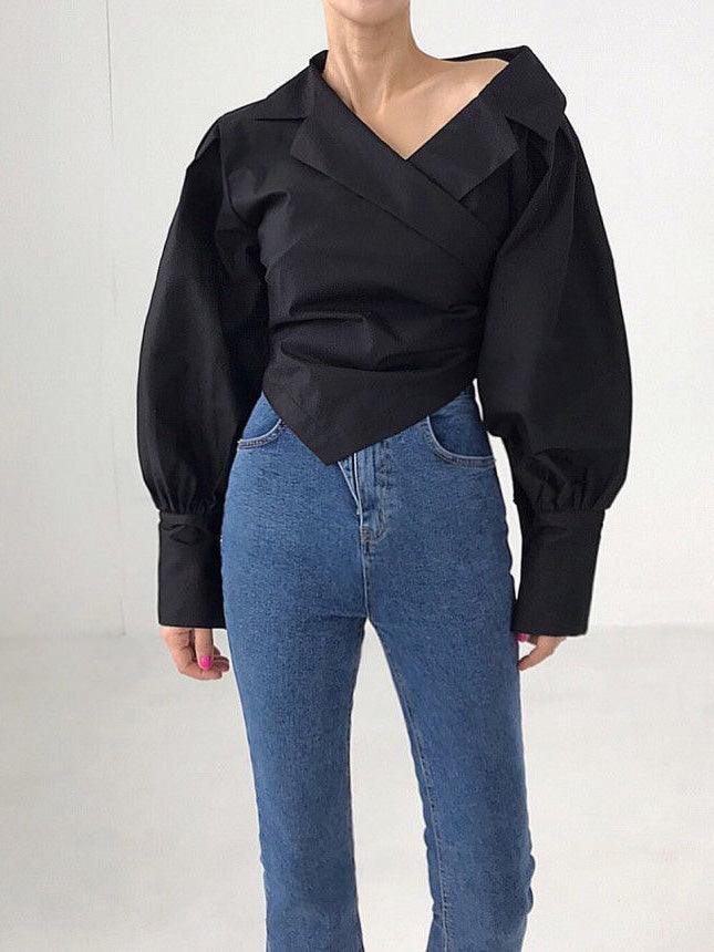 Maxct Irregular Off-the-shoulder Shirt Blouses