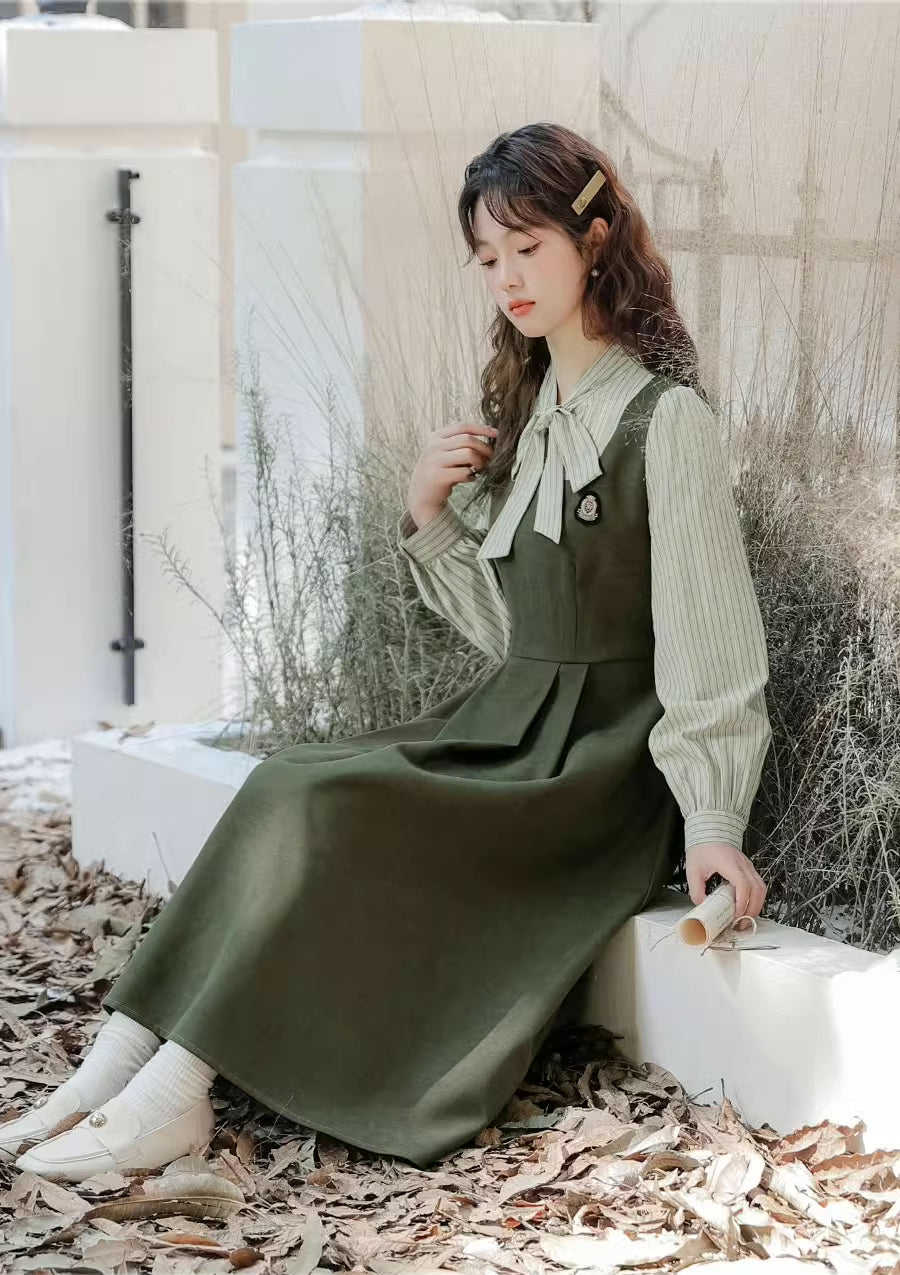 Stripe Academia Twofer Midi Dress Maxct