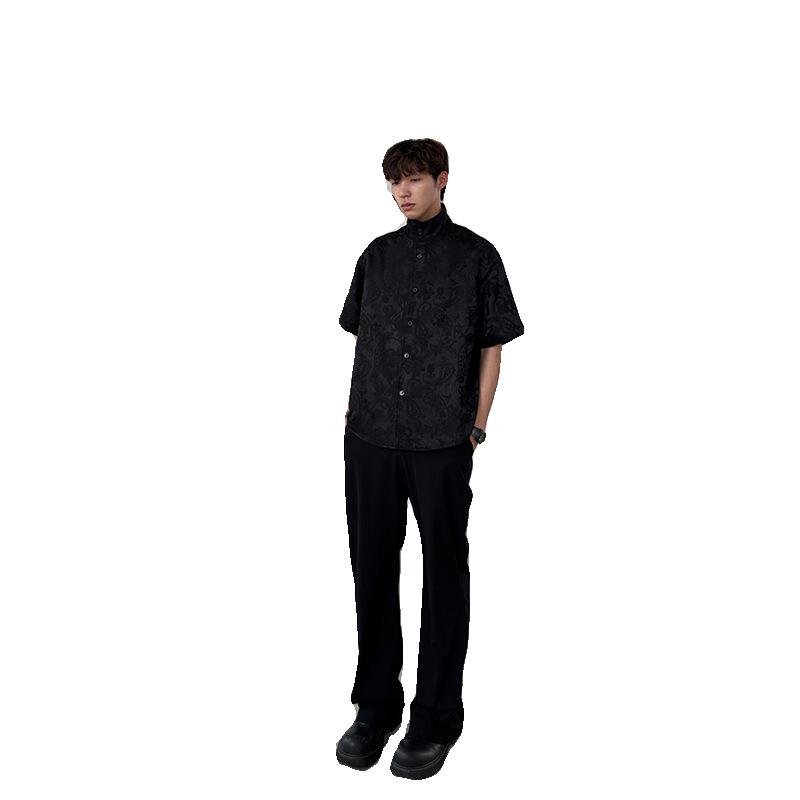 Maxct 90s Streetwear New Chinese Style Cashew Flower Textured Lapel Shirt For Men Summer New Niche Cleanfit Retro Casual Shirt For Men