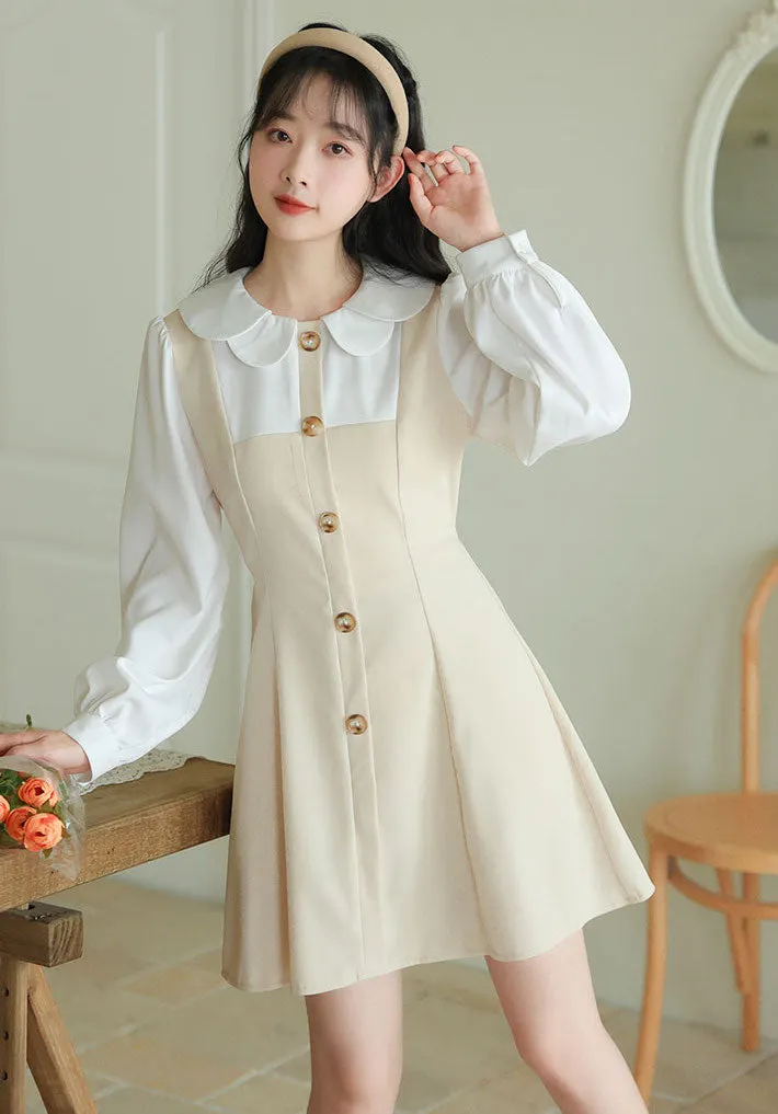 Scallop Collar Twofer Mini Dress Maxct