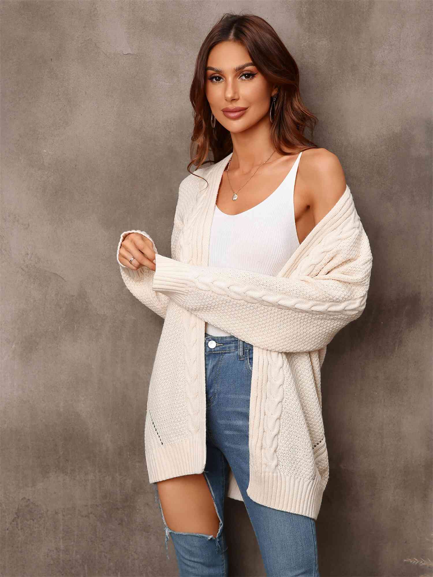 Maxct &Mixed Knit Open Front Longline Cardigan