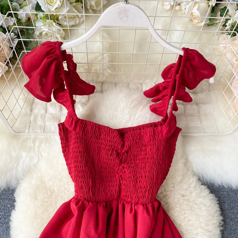 High Waist Slash Neck Women Long Dress Elegant Big Swing A-line Vestidos Verano Vintage Green/Red Party Robe For Female