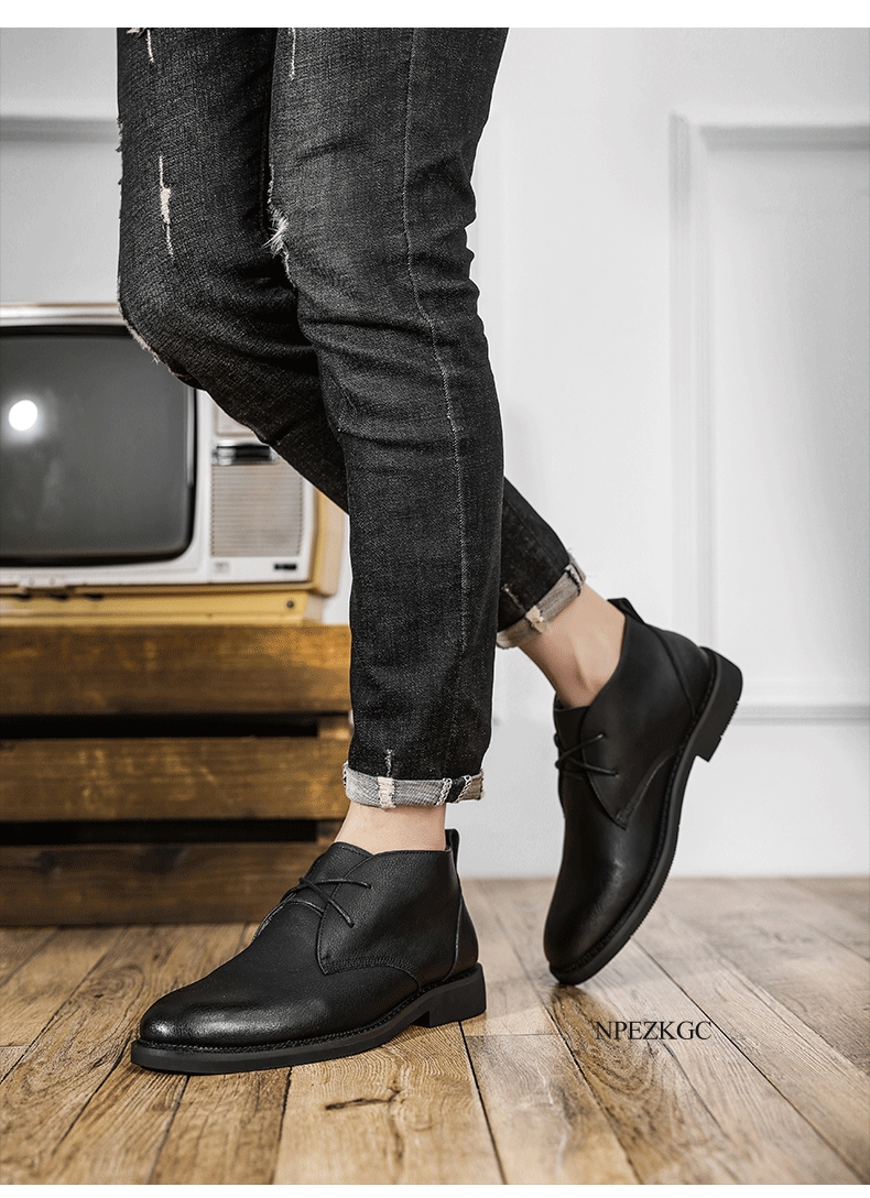 Men's Genuine Leather Casual Business Chelsea Boots - true deals club