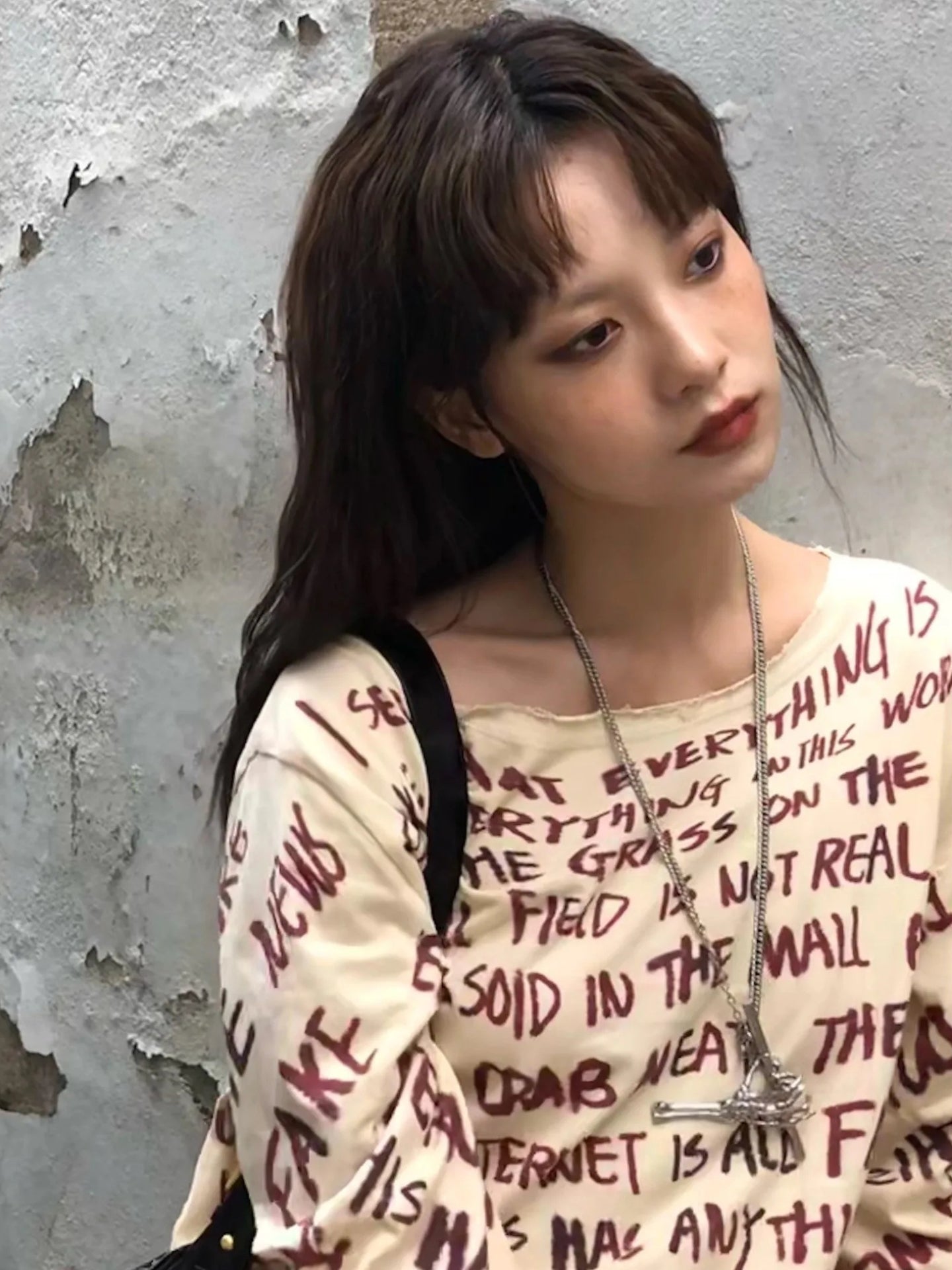 Maxct &Grunge Text Print Top
