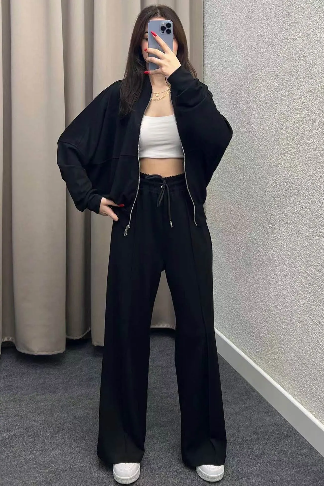 Maxct Sweatshirt Jacket Straight-leg Long Pants Set