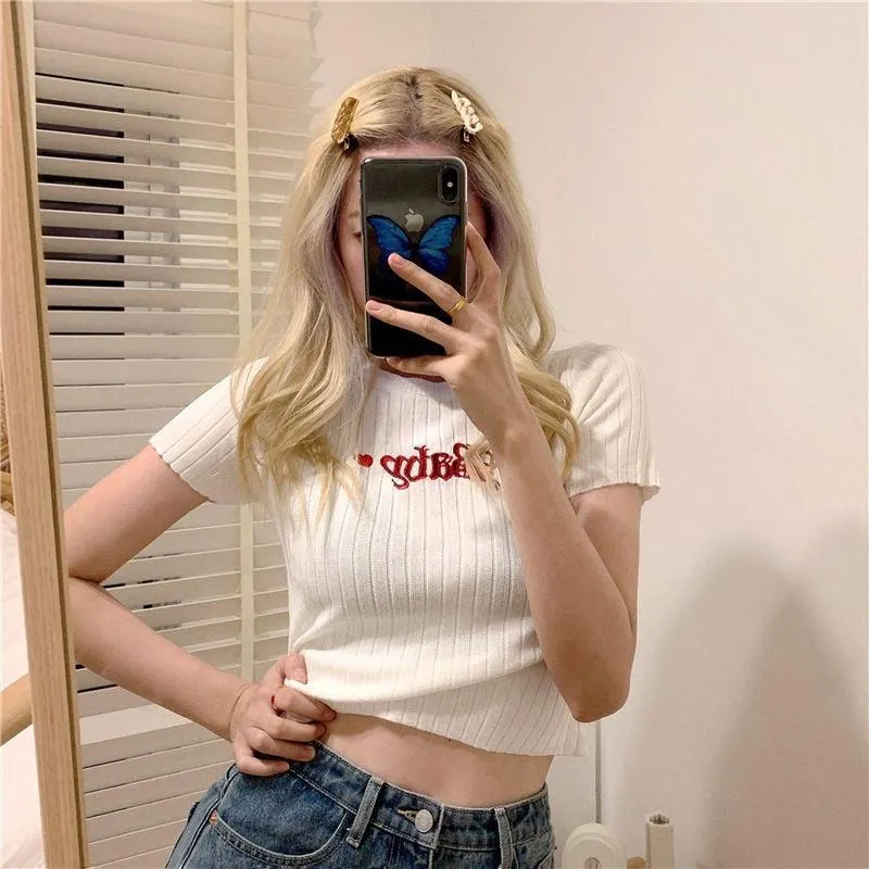 Maxct &Barbie Embroidered Crop Top