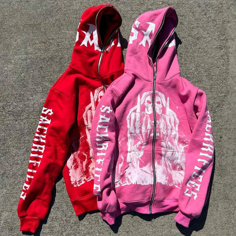Maxct Y2k Women's Hoodie Personalized Cartoon Anime Print Streetwear Oversize Vintage Sweatshirt Punk Gothic Long Sleeve Tops Clothes