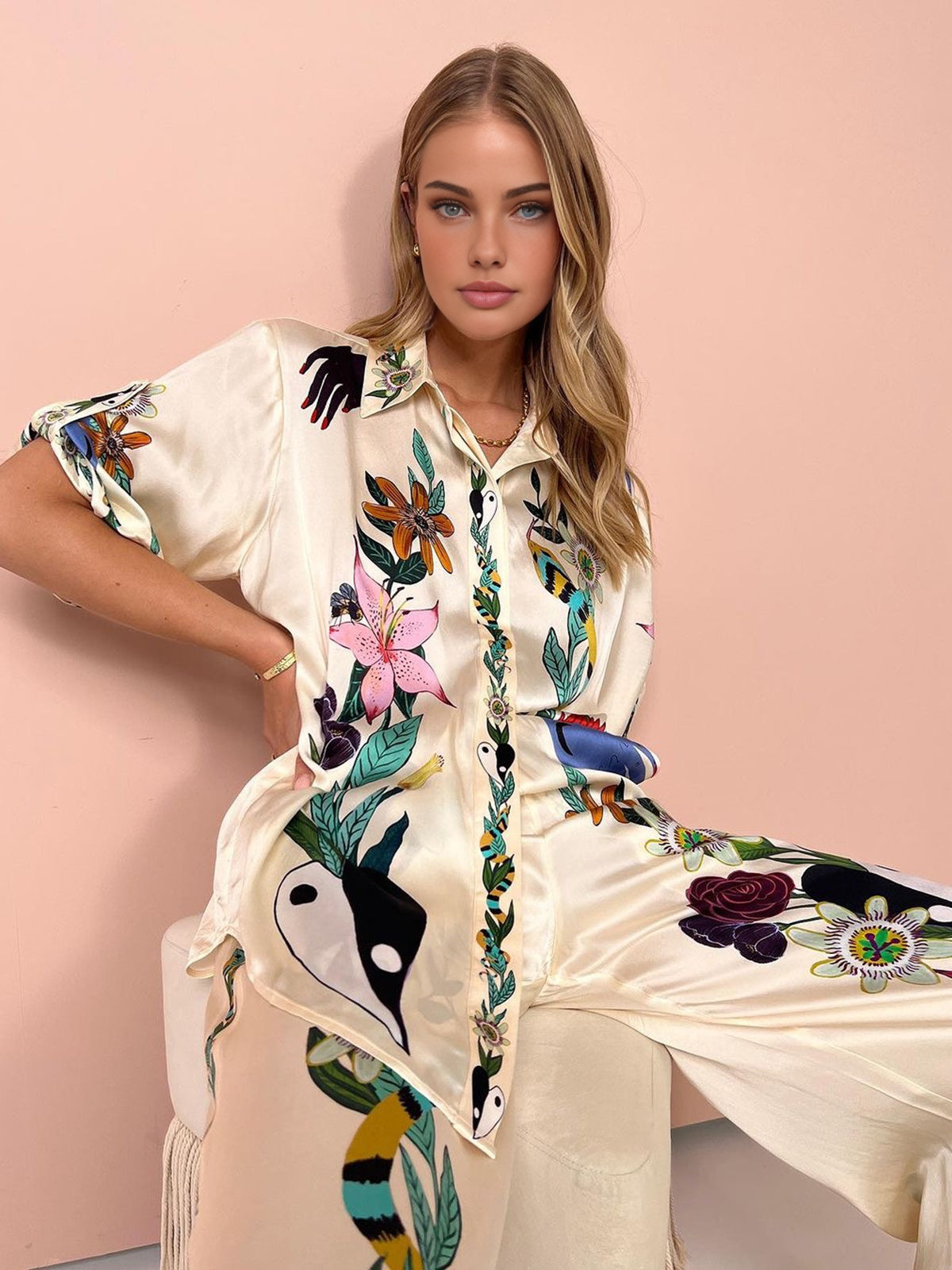 Maxct Floral Print Pants Set
