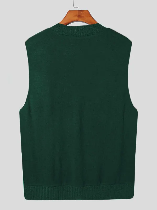 Maxct - Mens V-neck Loose Knitted Sleeveless Sweater Vest