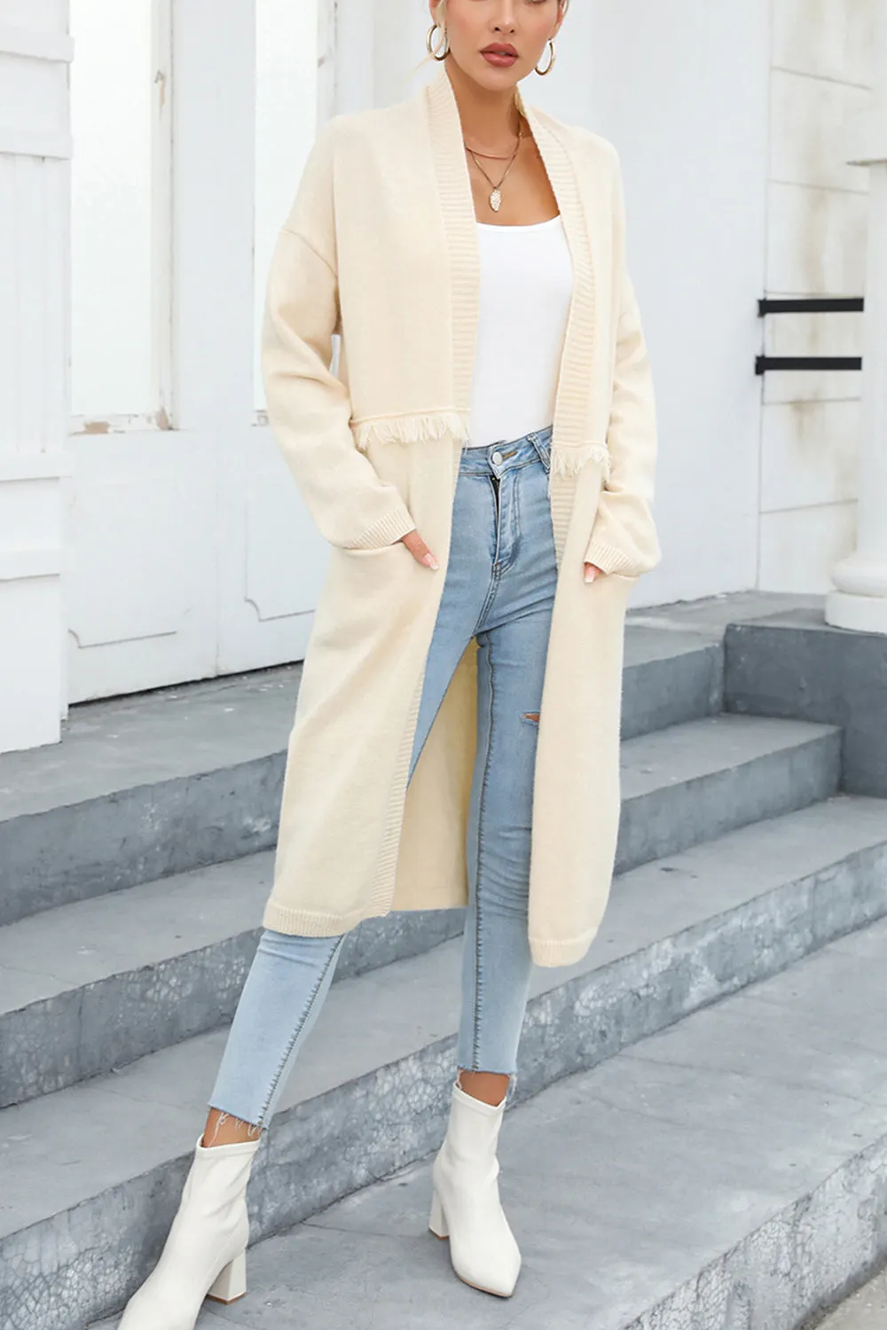 Maxct &Open Front Pocketed Cardigan