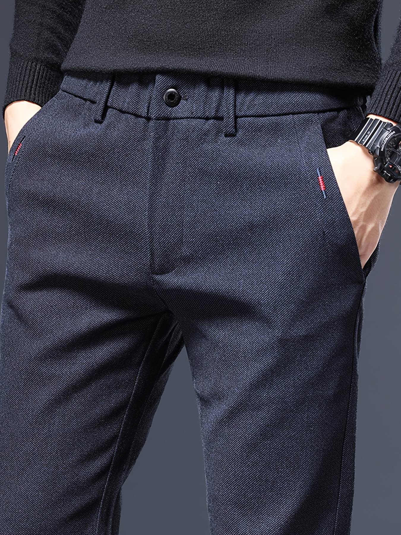 Men's Business Casual Pants Straight Leg Slim Stretch Trousers