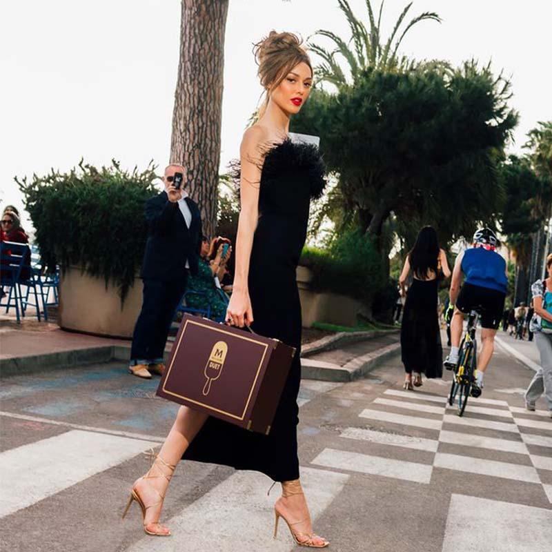 Maxct High-end Trendy Niche Designer Evening Dress Autumn And Winter Women's Clothing Trend Ostrich Hair Gowns Bandage Dress Women