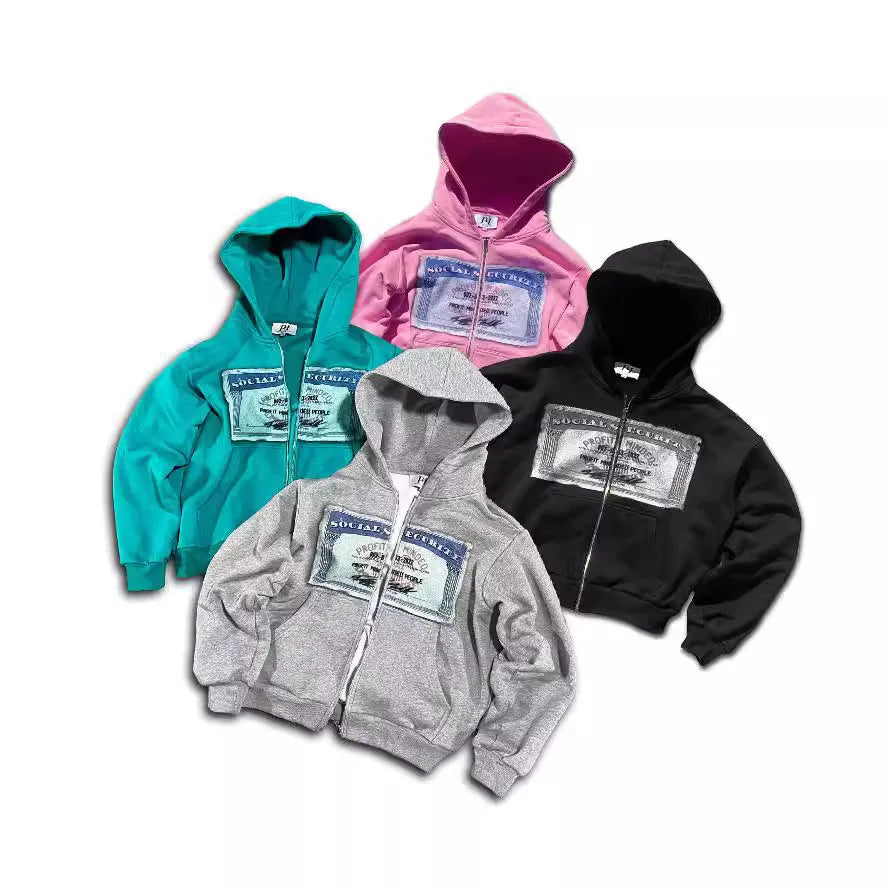Maxct Y2k women's long sleeved hoodie oversize streetwear sweatshirt dark hip hop punk pattern printed vintage harajuku trendy wear