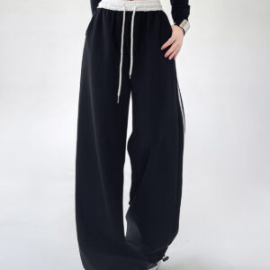 Maxct Contrast Waist Wide Leg Pants