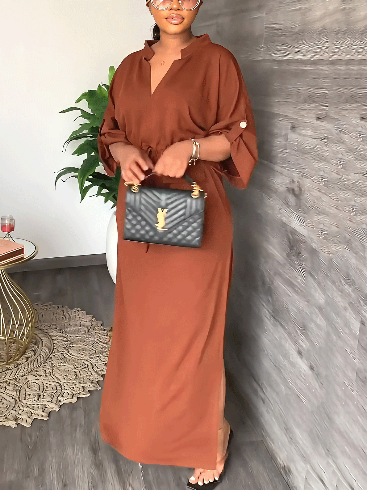 V-neck Split Maxi Dress Maxct